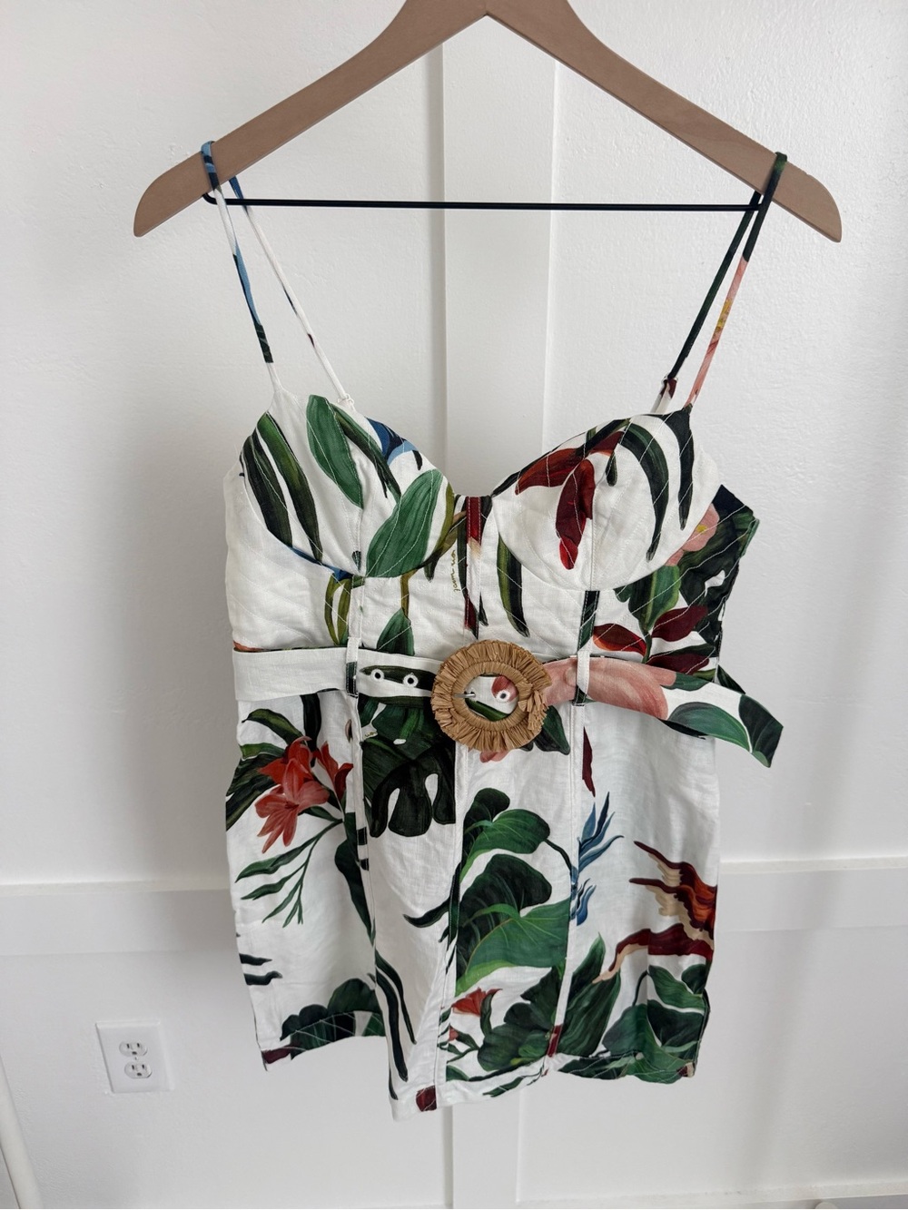 Farm Rio Midnight Macaw Fiesta Linen Mini Dress - Picture 2 of 6